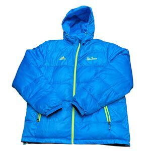 Adidas Real Madrid Mens Padded Puffer Jacket Reversible Blue Size Large